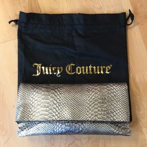 Juicy Couture Metallic Snake Embossed Leather Clutch